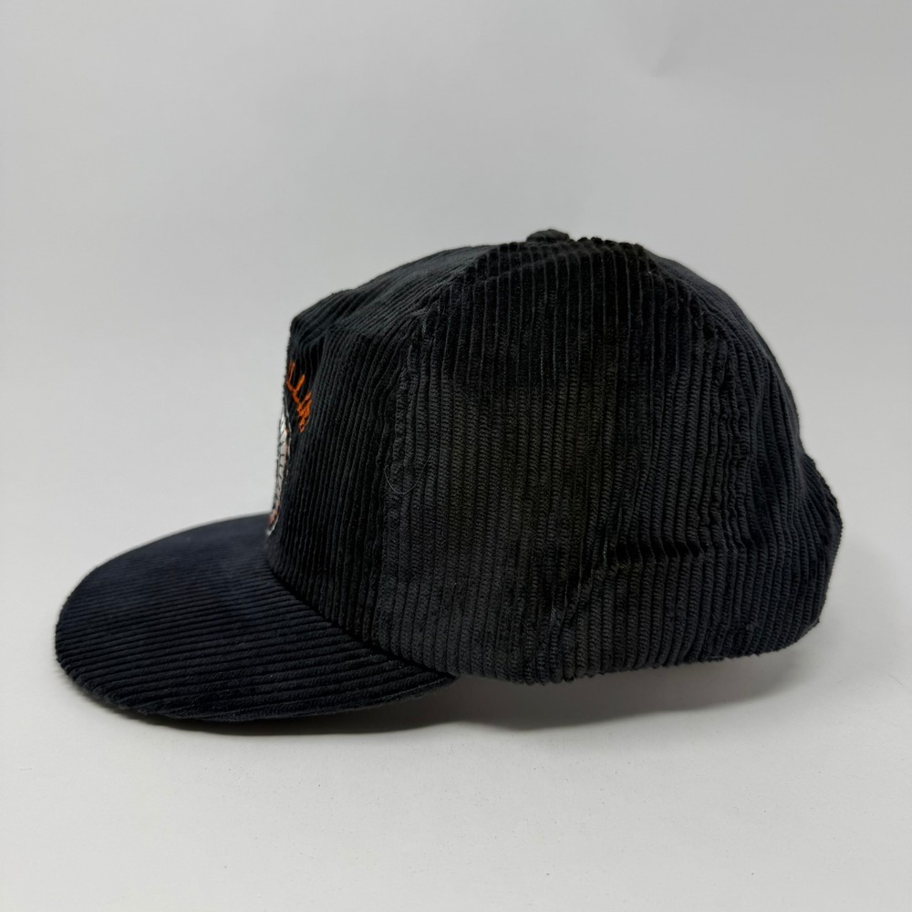 Vintage Fighting Illini Hat Mens Black Corduroy Snapback USA Made NCAA - Picture 3 of 7